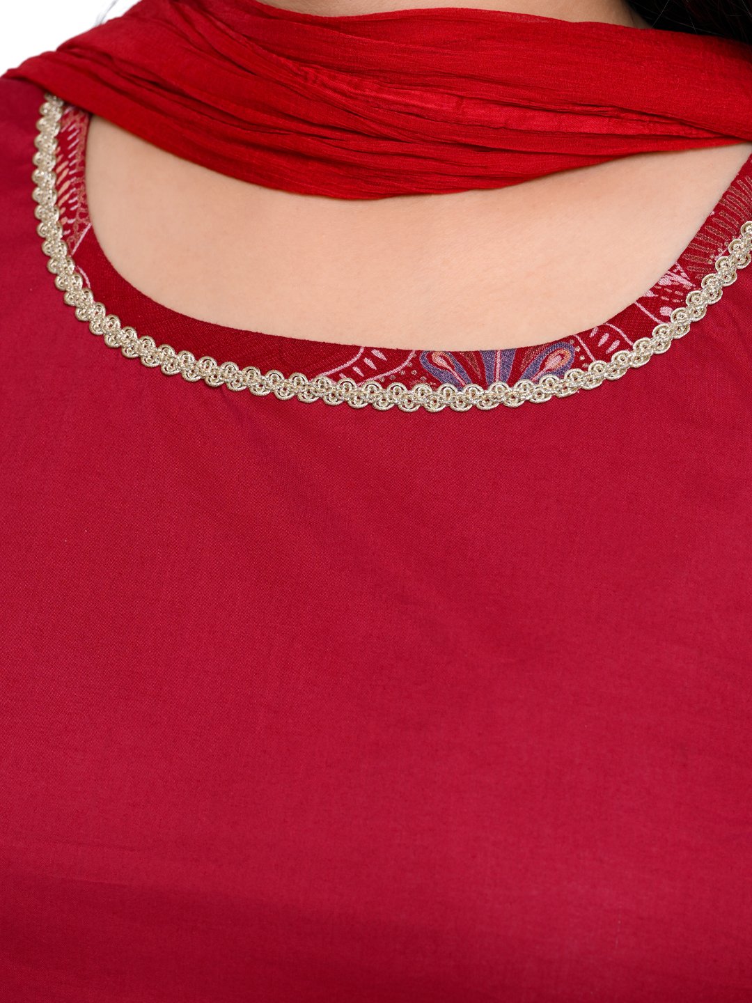Maroon Cotton Sleevless Kurta Set - Image 3