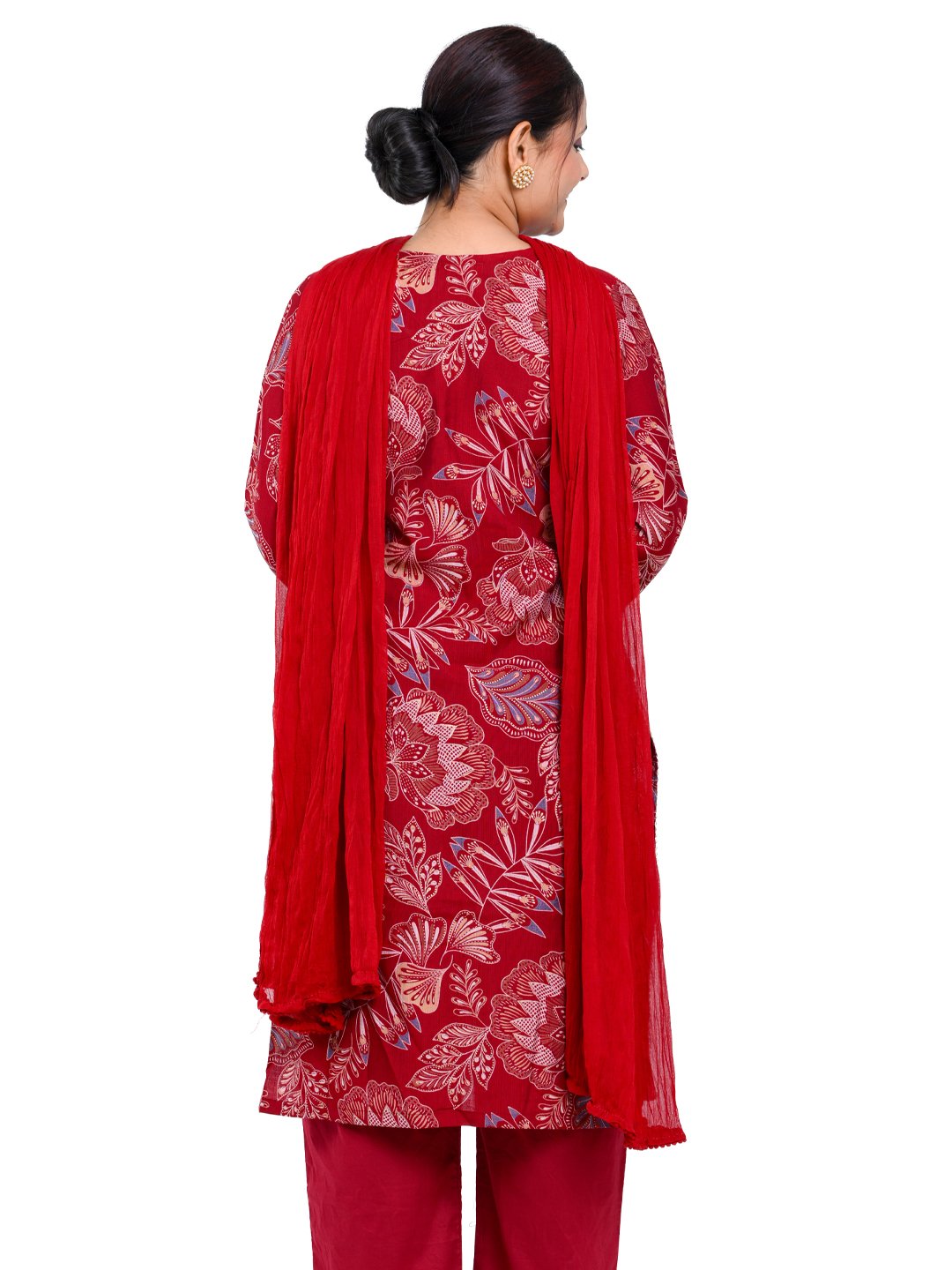 Maroon Golden Printed Suit Set - Image 4