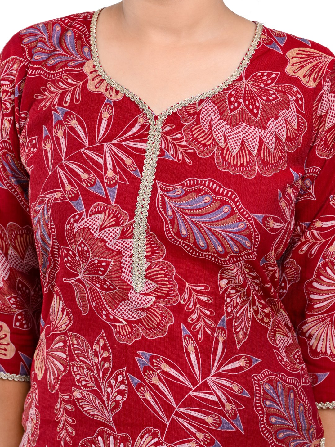 Maroon Golden Printed Suit Set - Image 6
