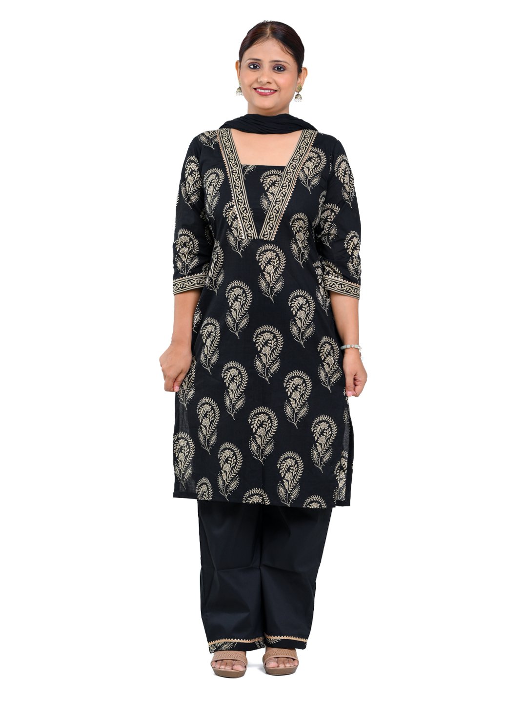 Classic Black Cotton Suit Set