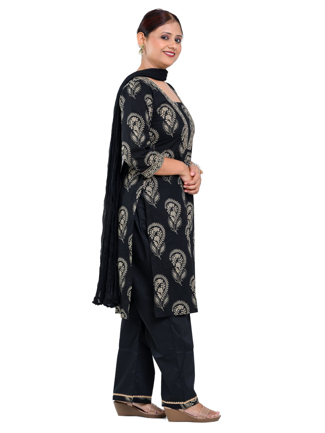 Classic Black Cotton Suit Set - Image 2