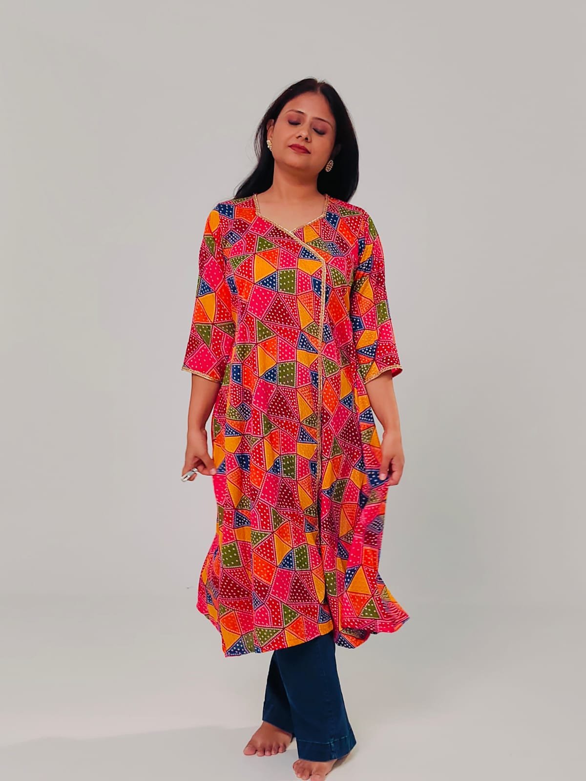 Chundri Print Traditional A-Line Kurta - Image 3