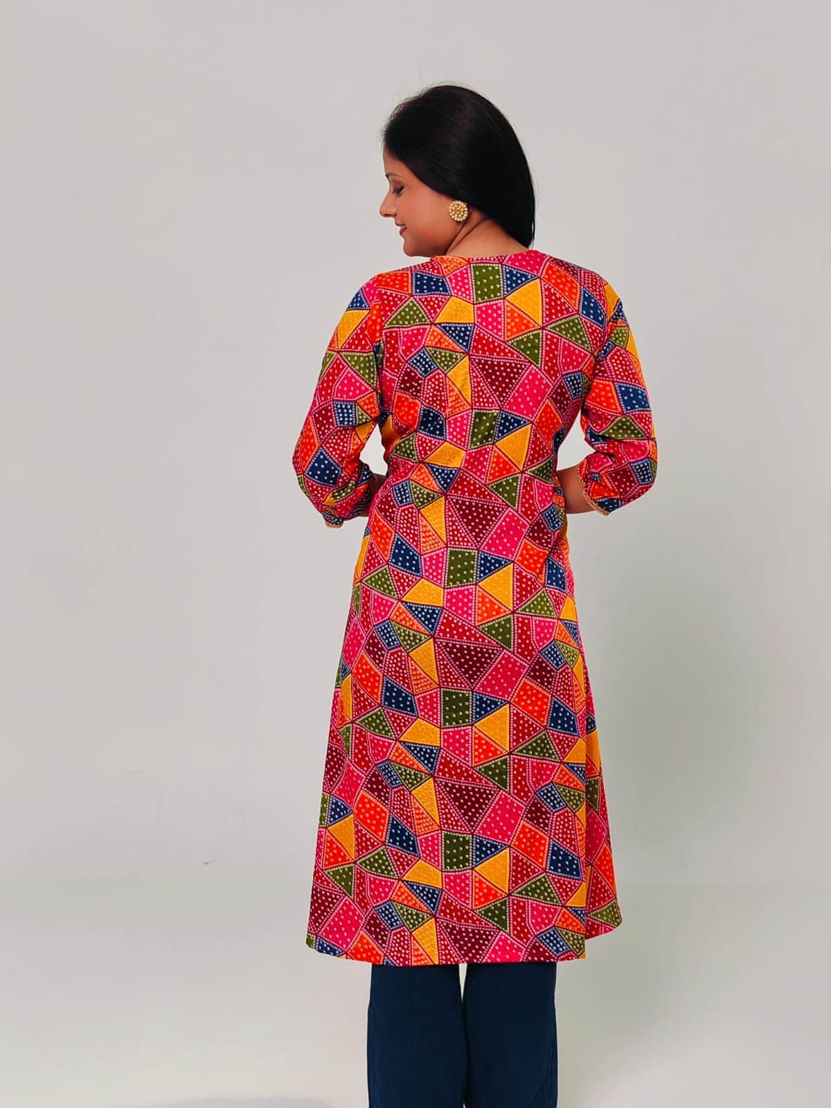 Chundri Print Traditional A-Line Kurta - Image 4